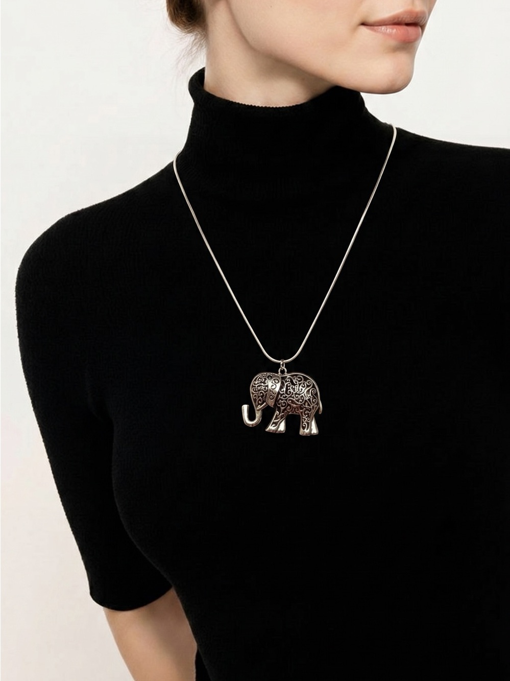 Silver Elephant Pendant Necklace - Women's Jewelry